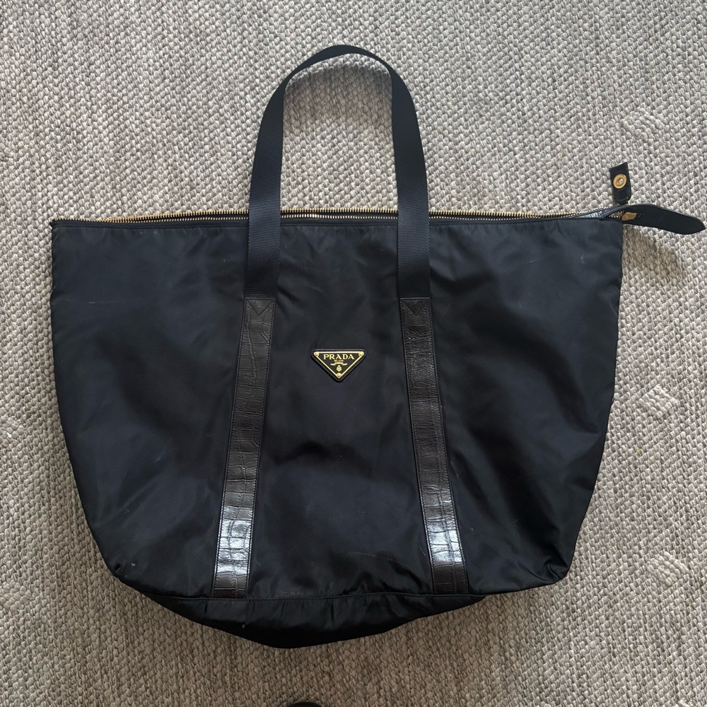 Prada Black Nylon Zippered Bag